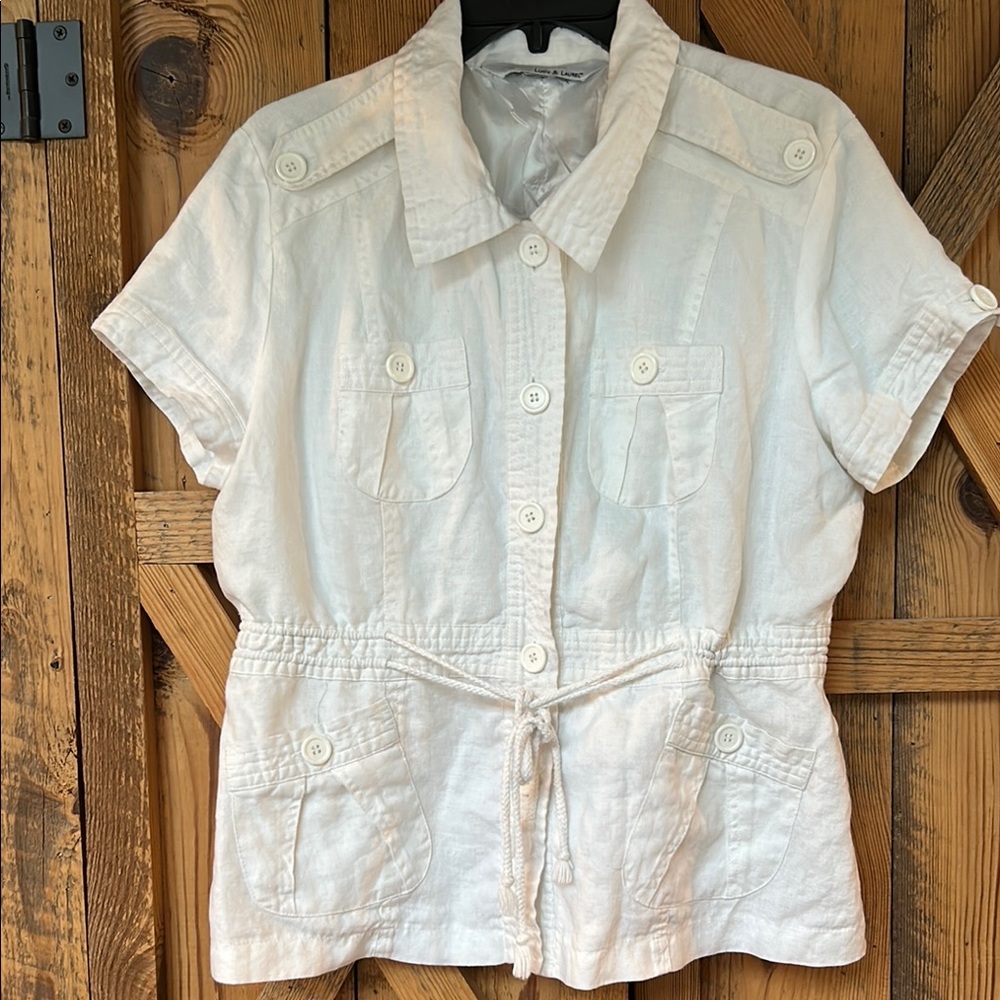 Lucy & Laurel White Utility Jacket with Belted Waist